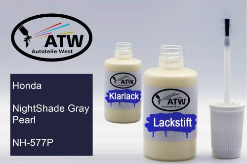 Honda, NightShade Gray Pearl, NH-577P: 20ml Lackstift + 20ml Klarlack - Set, von ATW Autoteile West.